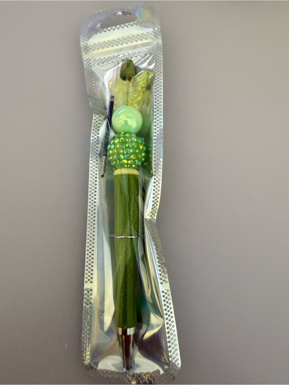 Sparkly Green Beaded butterfly Pen